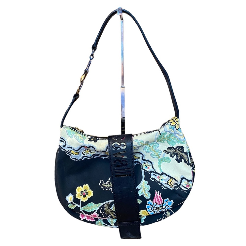 Roberto Cavalli Black and Cream Floral Shoulder Bag